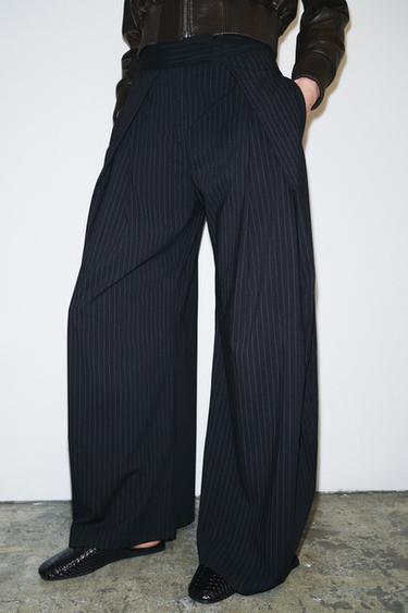 ZW COLLECTION WIDE-LEG PINSTRIPE TROUSERS - striped by Zara