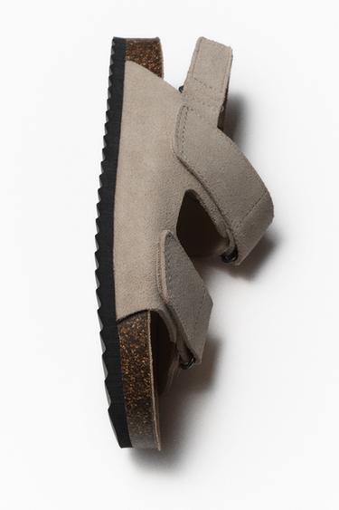 SPLIT SUEDE LEATHER SANDALS - Sand Brown by Zara
