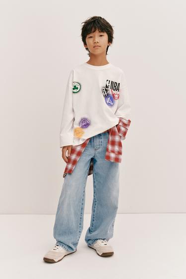 JEANS PERNA LARGA - Azul-médio da Zara
