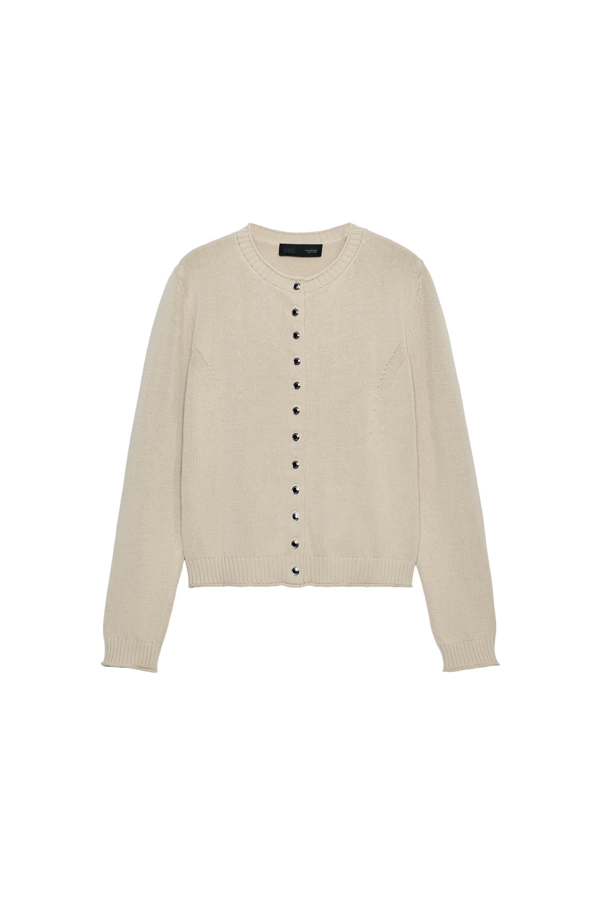 CARDIGAN WITH METAL BUTTONS - Dark camel | ZARA United States