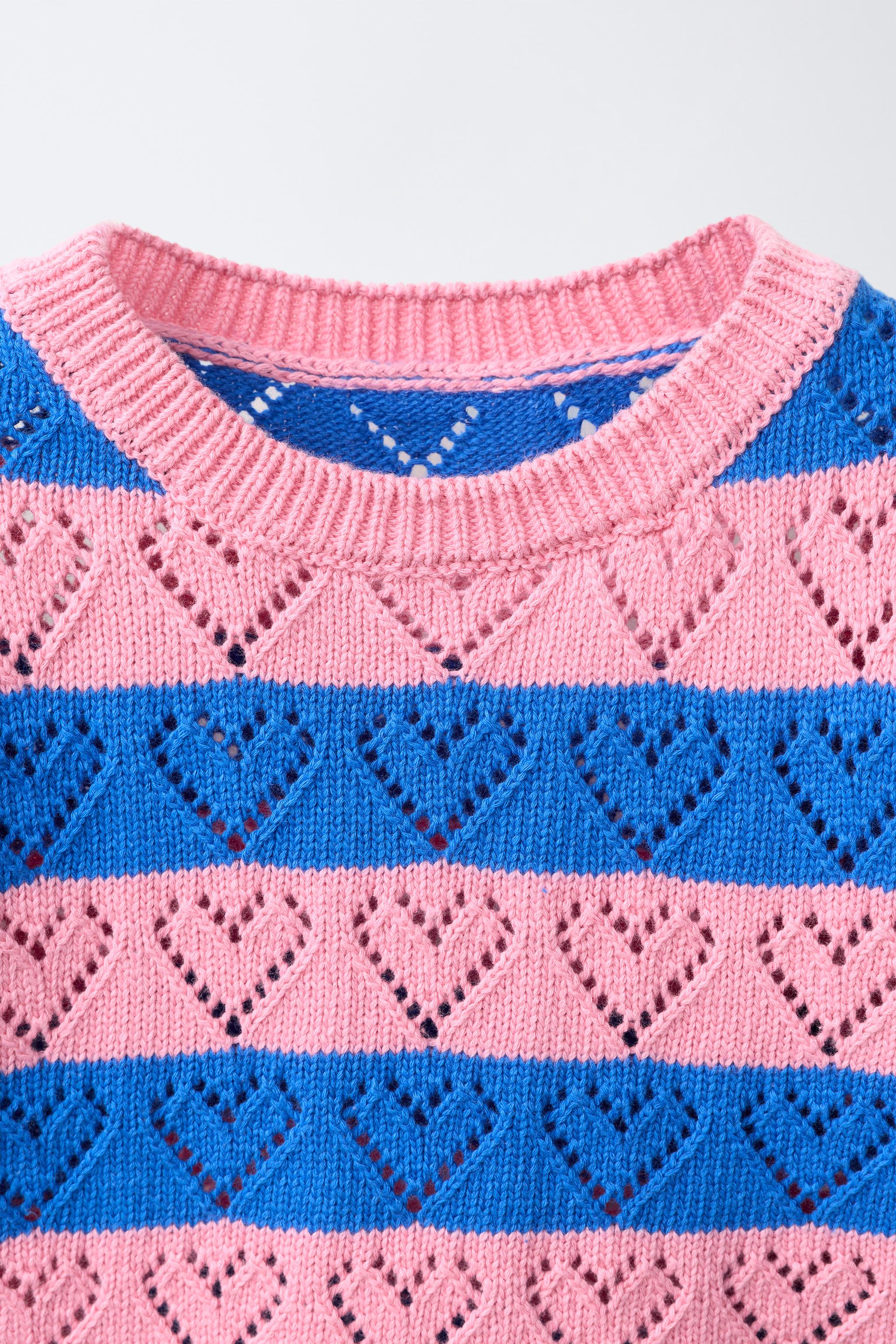 Детские футболки Zara STRIPED HEART KNIT T-SHIRT — фото 3