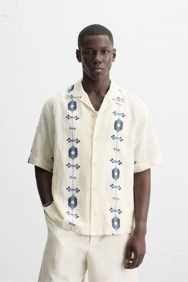 CHEMISE JACQUARD CONTRASTE - Indigo de Zara
