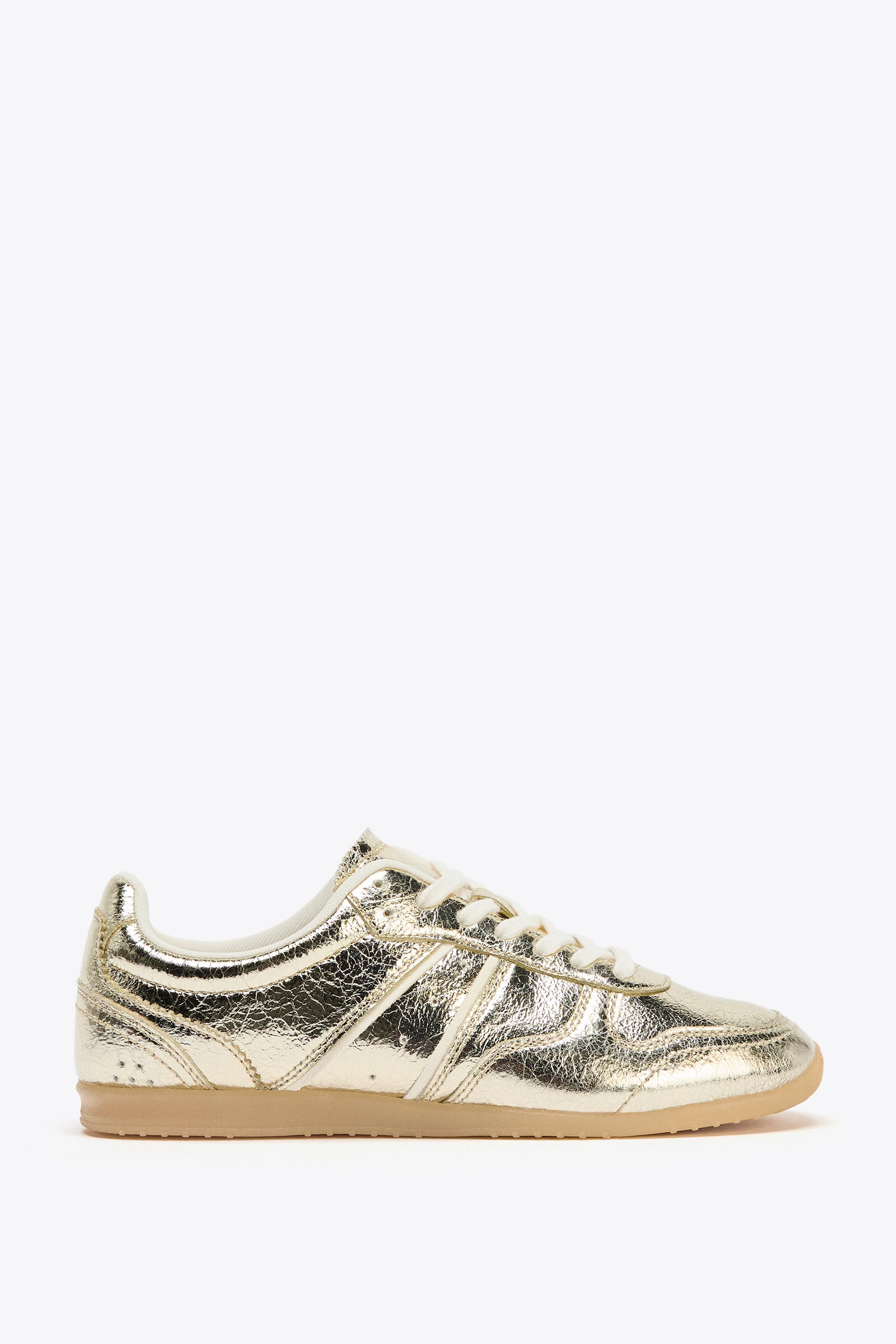ZARA メタリックレース スニーカー ZARA - 新品☆ZARA ザラ メタリックスニーカー シルバーの通販