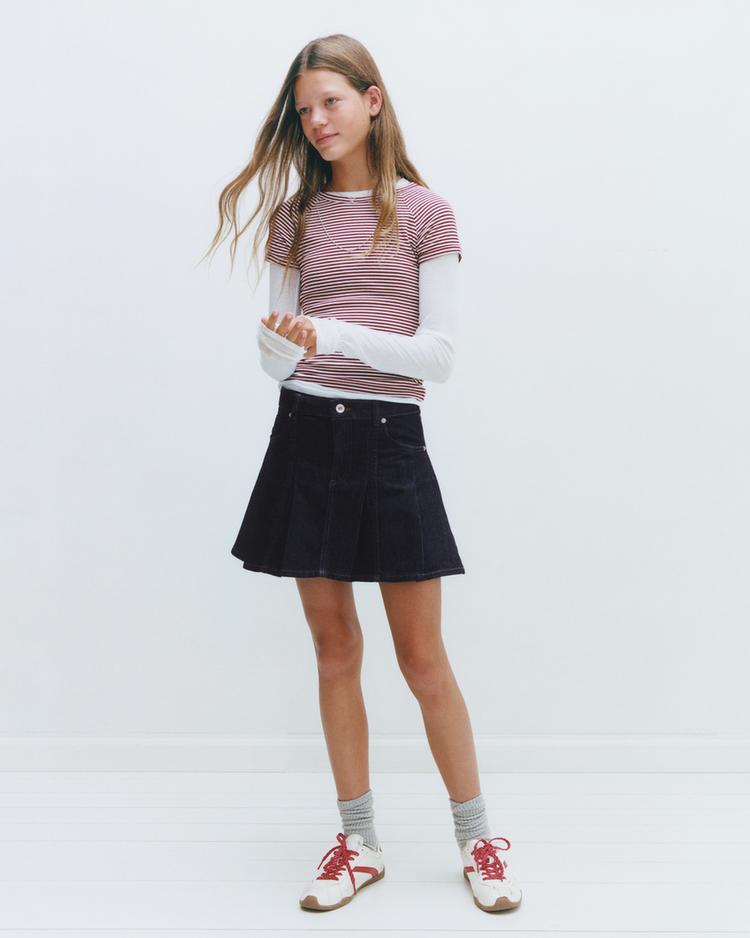 FALDA DENIM PLISADA