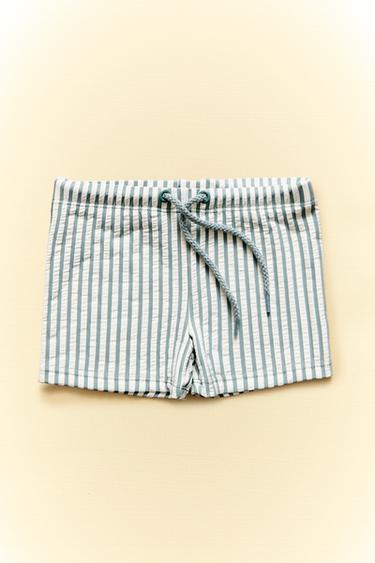 MAILLOT DE BAIN PLAGE ENFANT RAYURES - Écru / Vert de Zara - Image 5