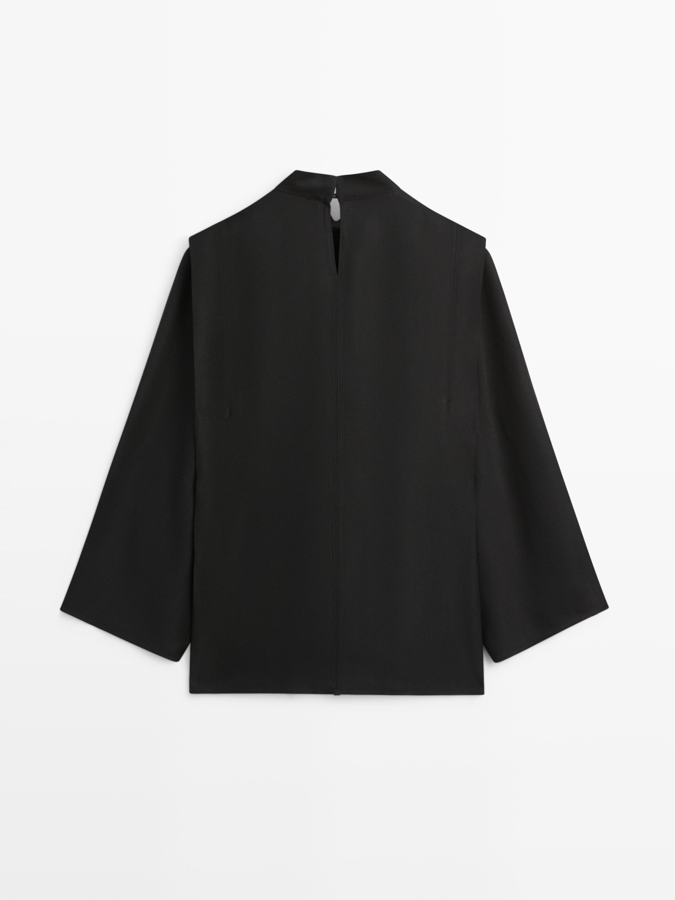 Mock turtleneck shirt with tie details