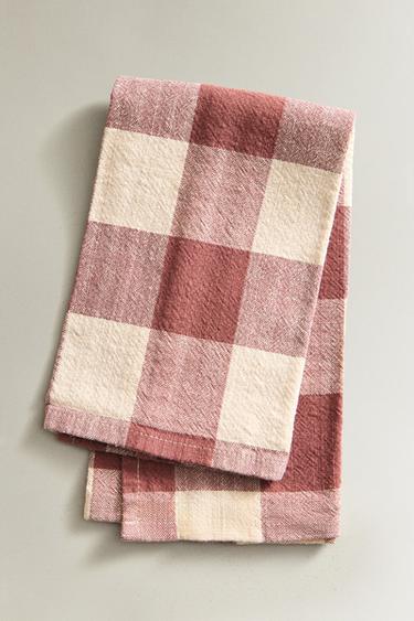 DYED THREAD CHECK NAPKINS (PACK OF 2) - Pink by Zara