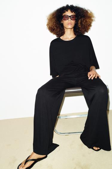 FLOWING PALAZZO TROUSERS - Black by Zara