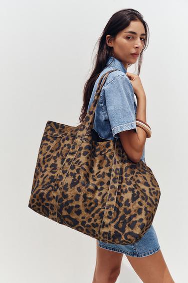 MAXI SAC SERGÉ IMPRIMÉ ANIMAL - Leopard de Zara