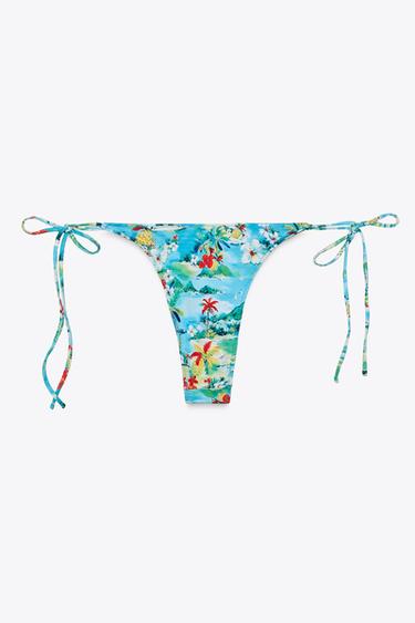 BAS DE BIKINI À IMPRIMÉ TROPICAL - Bleu de Zara - Image 4