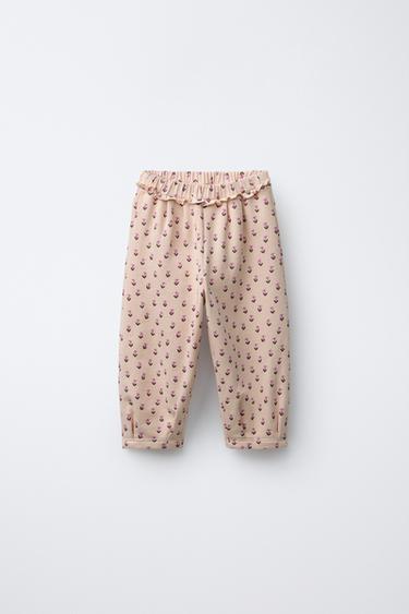FLORAL BALLOON PLUSH TROUSERS - Mid-ecru by Zara