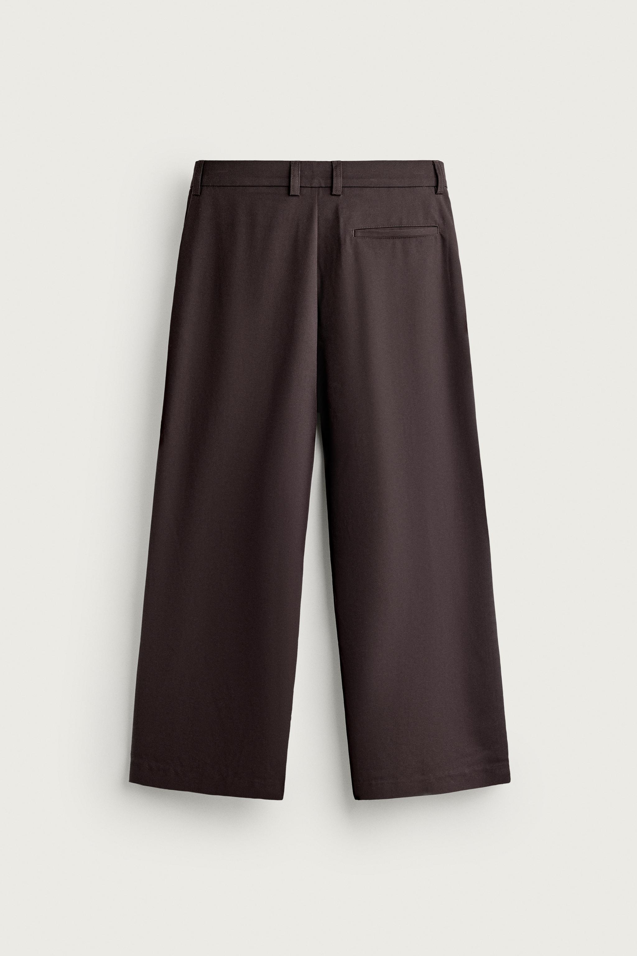 PLEATED RELAXED-FIT PANTS — Burgundy