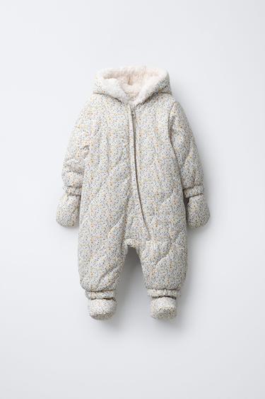 FLORAL NYLON ONE-PIECE SUIT WITH DETACHABLE MITTENS AND BOOTIES - Multicoloured by Zara
