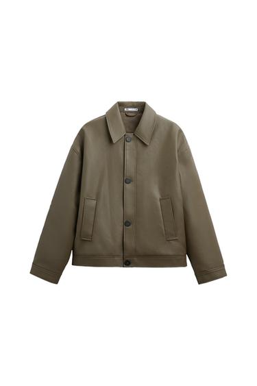LEATHER EFFECT BOXY-FIT JACKET