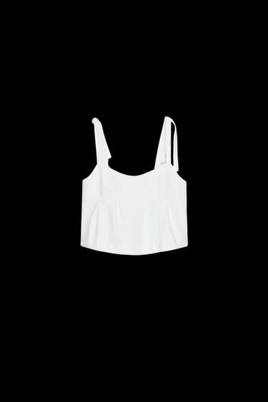 TOP Z1975 DENIM TIRANTES - Blanco de Zara