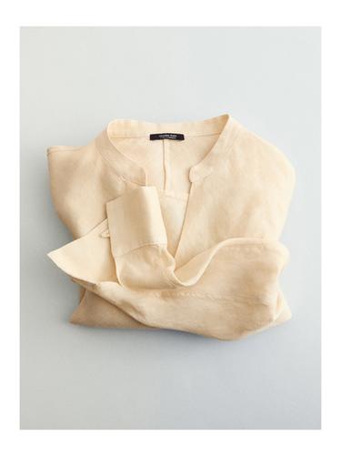 Camisa cuello mao fluida lino - Amarillo de Zara