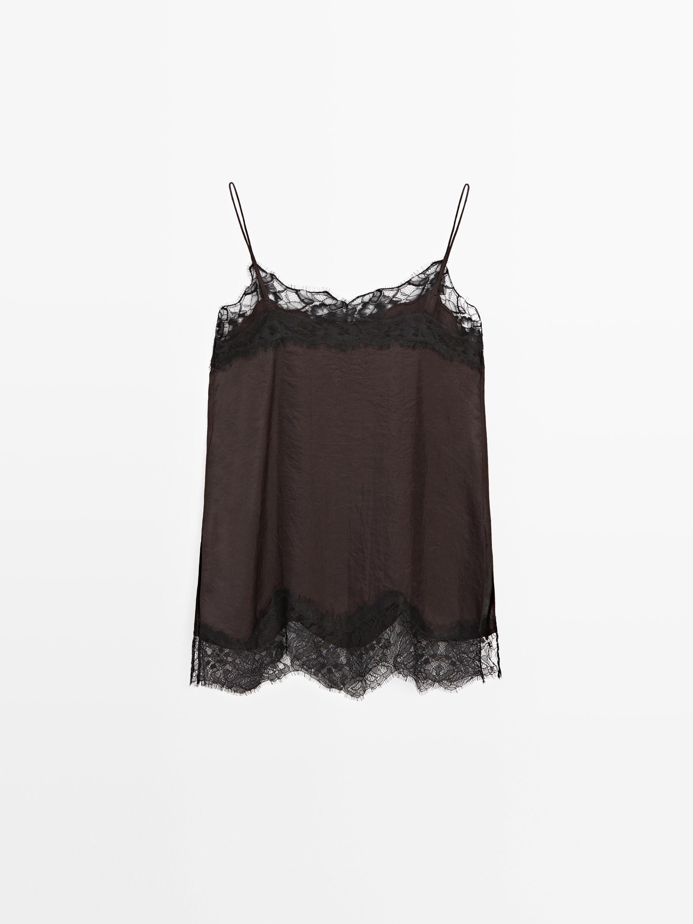Camisole top with contrast lace detail