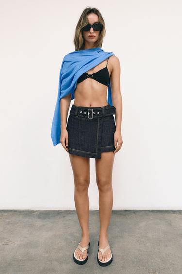 Zara SUKNJA-PANTALONE Z1975 NA PREKLOP SA KAIŠEM – Plava