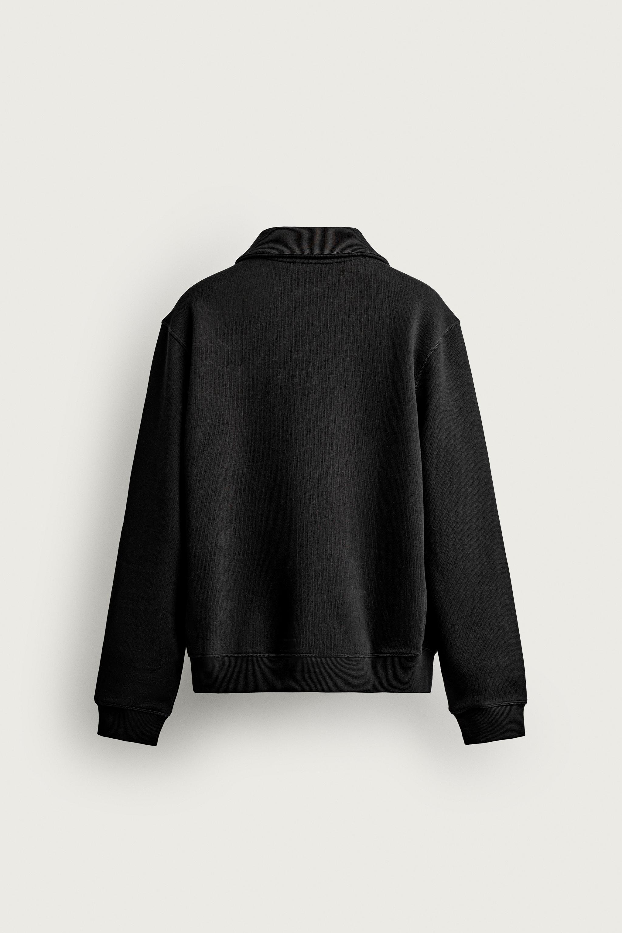 BASIC QUARTER-ZIP SWEATSHIRT — Black