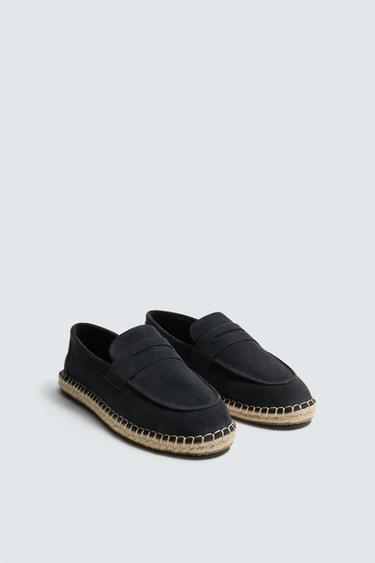 ESPADRILLES AUS VELOURSLEDER MIT BLENDE - Marineblau von Zara