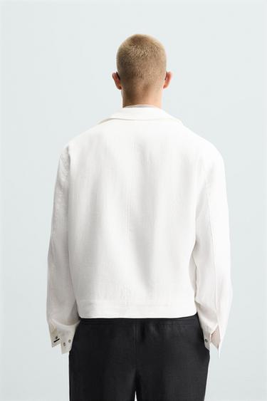 100% LINEN JACKET - White by Zara - Image 2