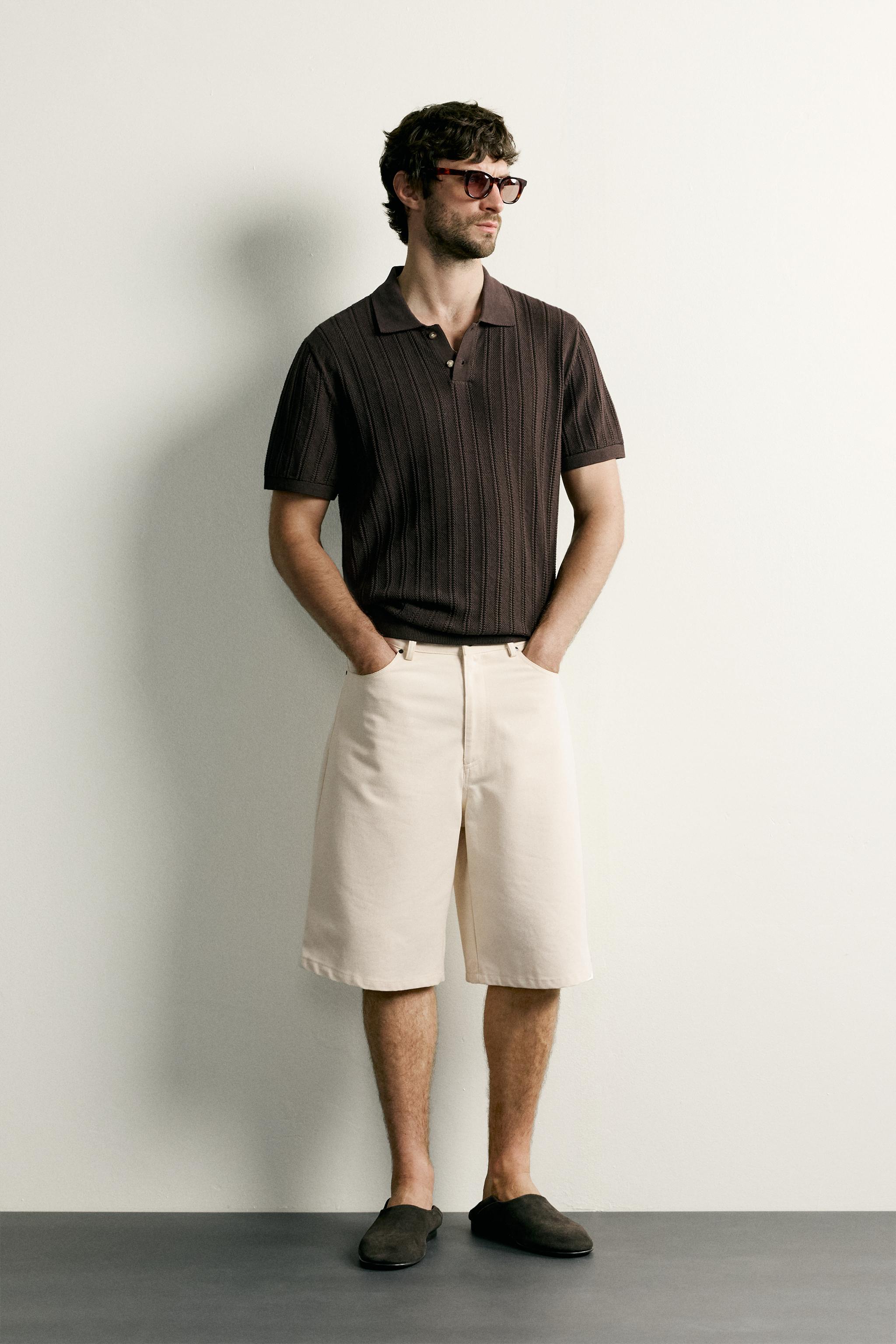 Zara DOKULU AJURLU POLO T-SHIRT