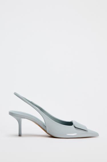 SAPATO MULES DE SALTO COM ENFEITE - Azul da Zara - Imagem 0