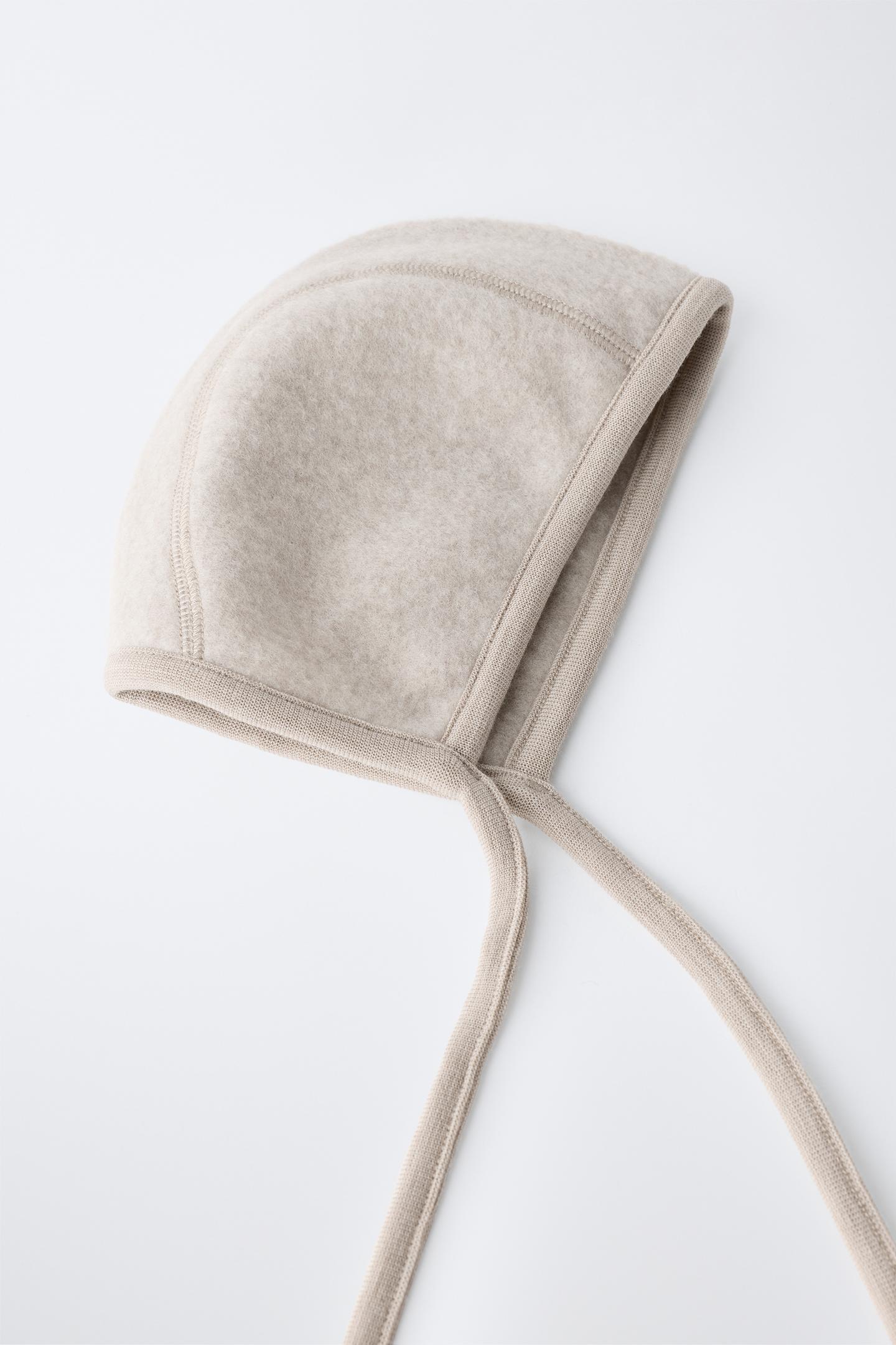 Детские головные уборы Zara 100% Wool Bonnet, цвет: Экрю — фото 3