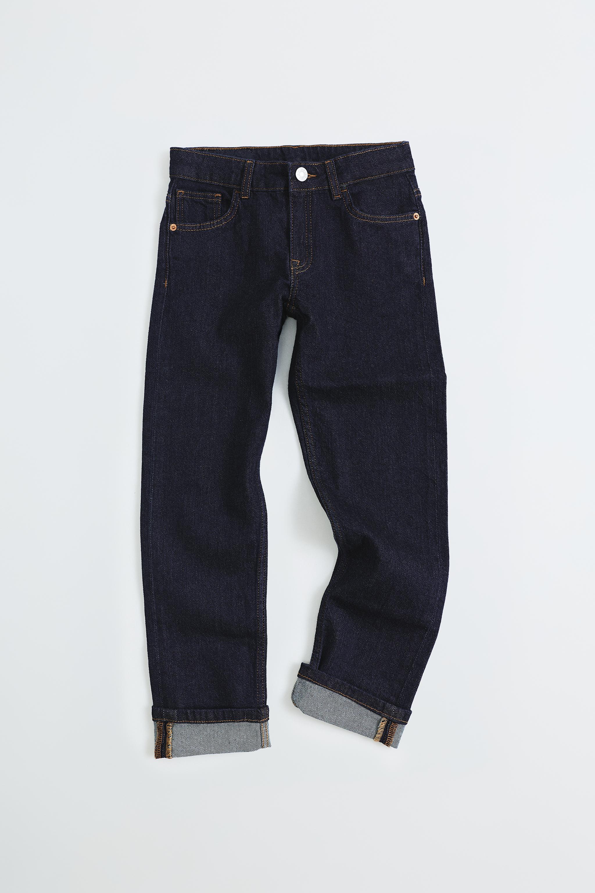 CUFFED STRAIGHT-LEG JEANS — Indigo