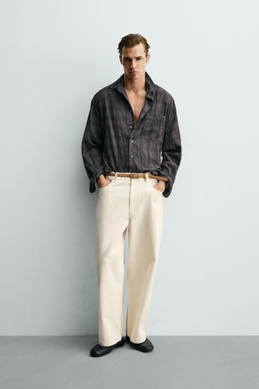 KËMISHË RELAXED FIT ME KUADRATE - Gri e errët nga Zara