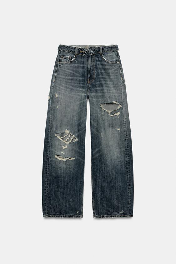 TRF MID-WAIST TURN-UP WAIST JEANS - Blue by Zara - Image 0