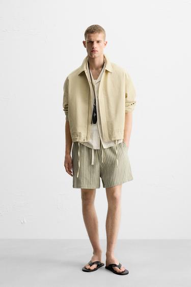 TEXTURED BERMUDA SHORTS - Light green by Zara