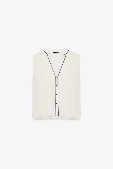 BLUSA PLISADA VIVOS CONTRASTE - Crudo de Zara