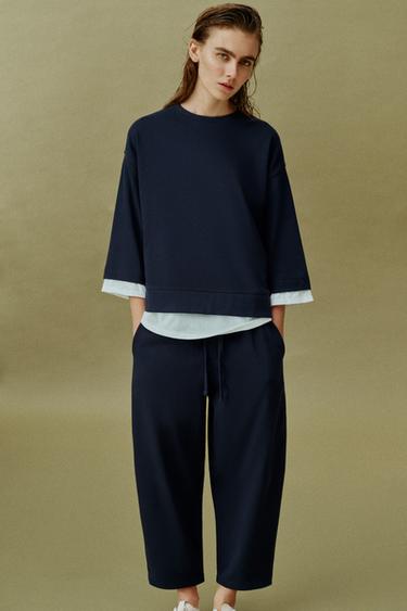 Zara COMBINATION LONG SLEEVE SWEATSHIRT - Navy blue