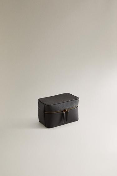 SMALL LEATHER TRAVEL JEWELLERY BOX - Chocolate Brown by Zara - Image 1