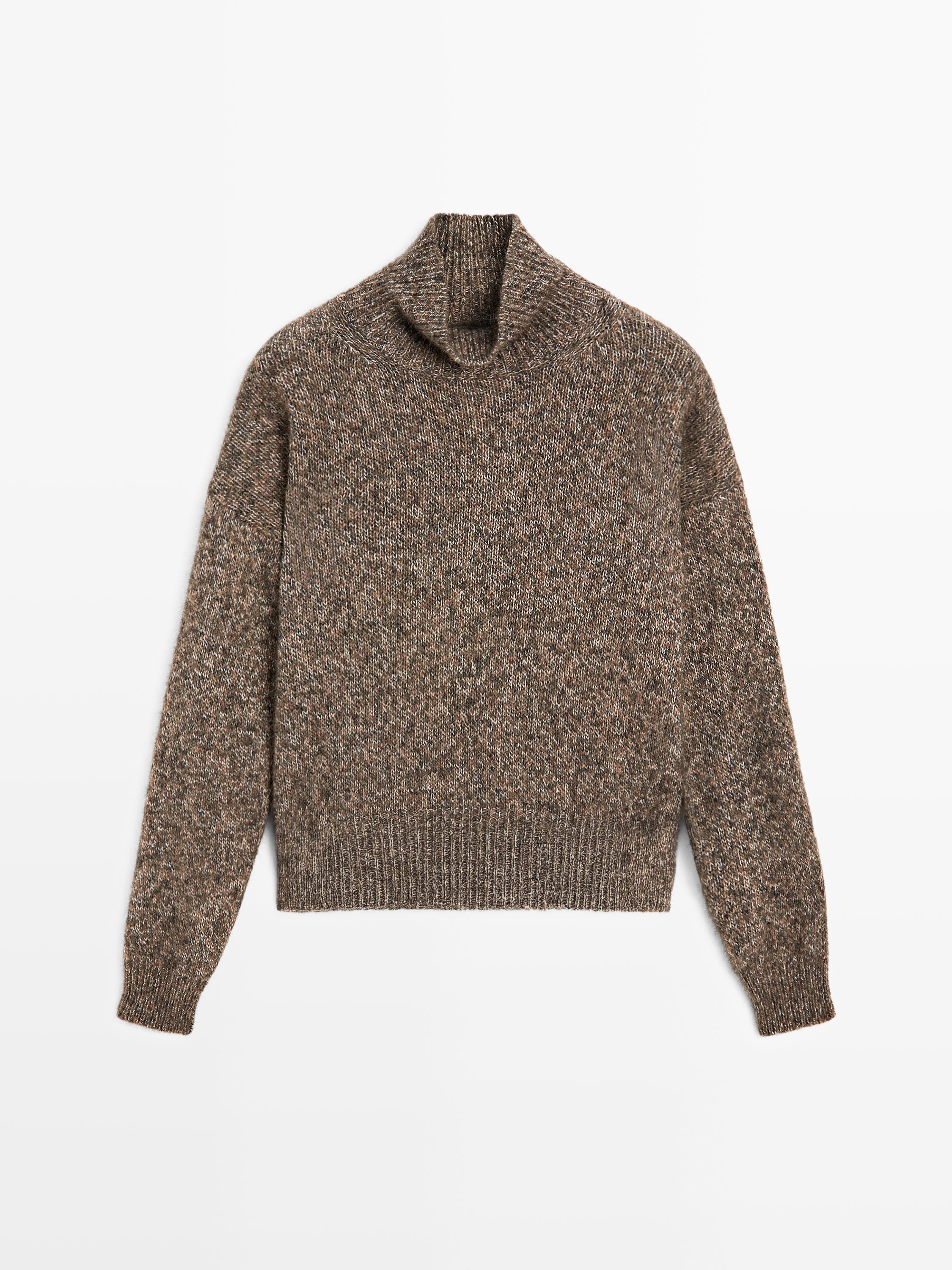 Mouliné knit alpaca and wool blend turtleneck sweater