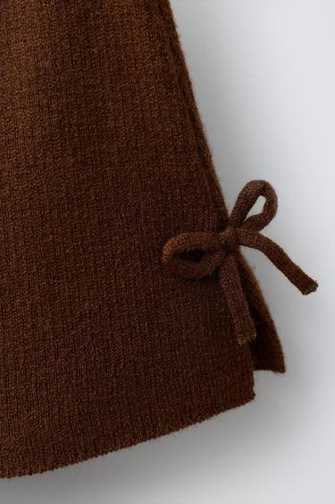 JUPE EN MAILLE AVEC LACETS - Marron de Zara - Image 3
