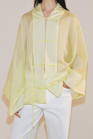 Zara FLOWY FIREMAN CLASP BLOUSE ZW COLLECTION - Yellow