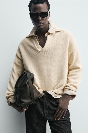 POLO EN MAILLE DE COTON - Écru de Zara - Image 4