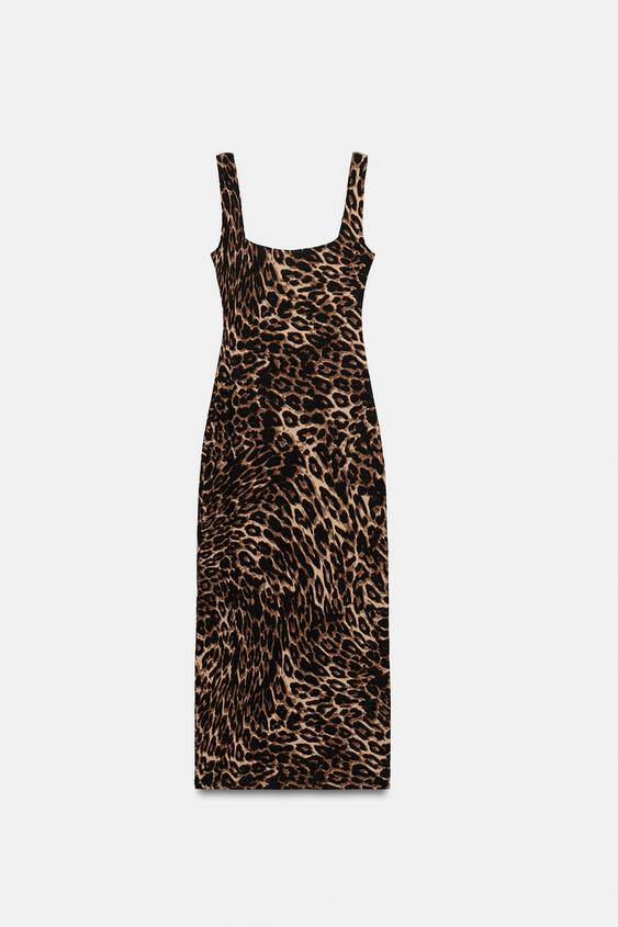 ROBE MI-LONGUE TEXTURÉE À IMPRIMÉ ANIMALIER - Leopard de Zara - Image 5