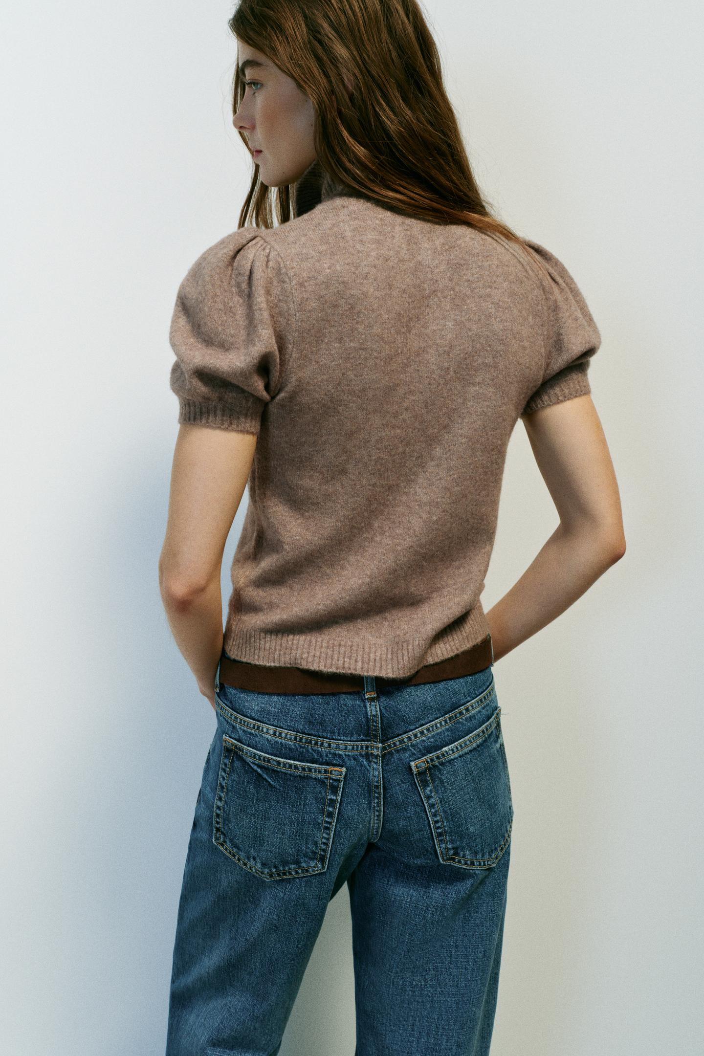 Женский свитер Zara Short Sleeve Knit, цвет: Серо-коричневый коричневый — фото 4