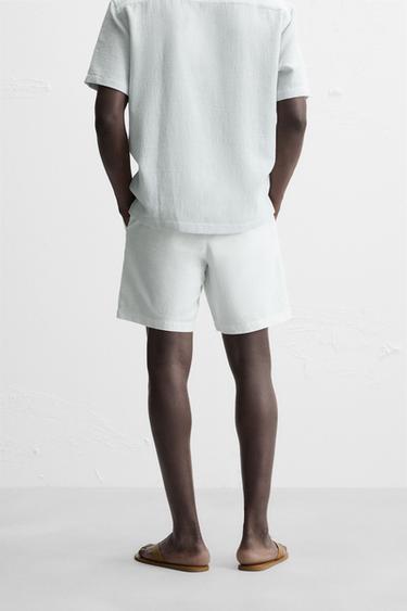 COTTON/LINEN BERMUDA SHORTS - White by Zara - Image 2