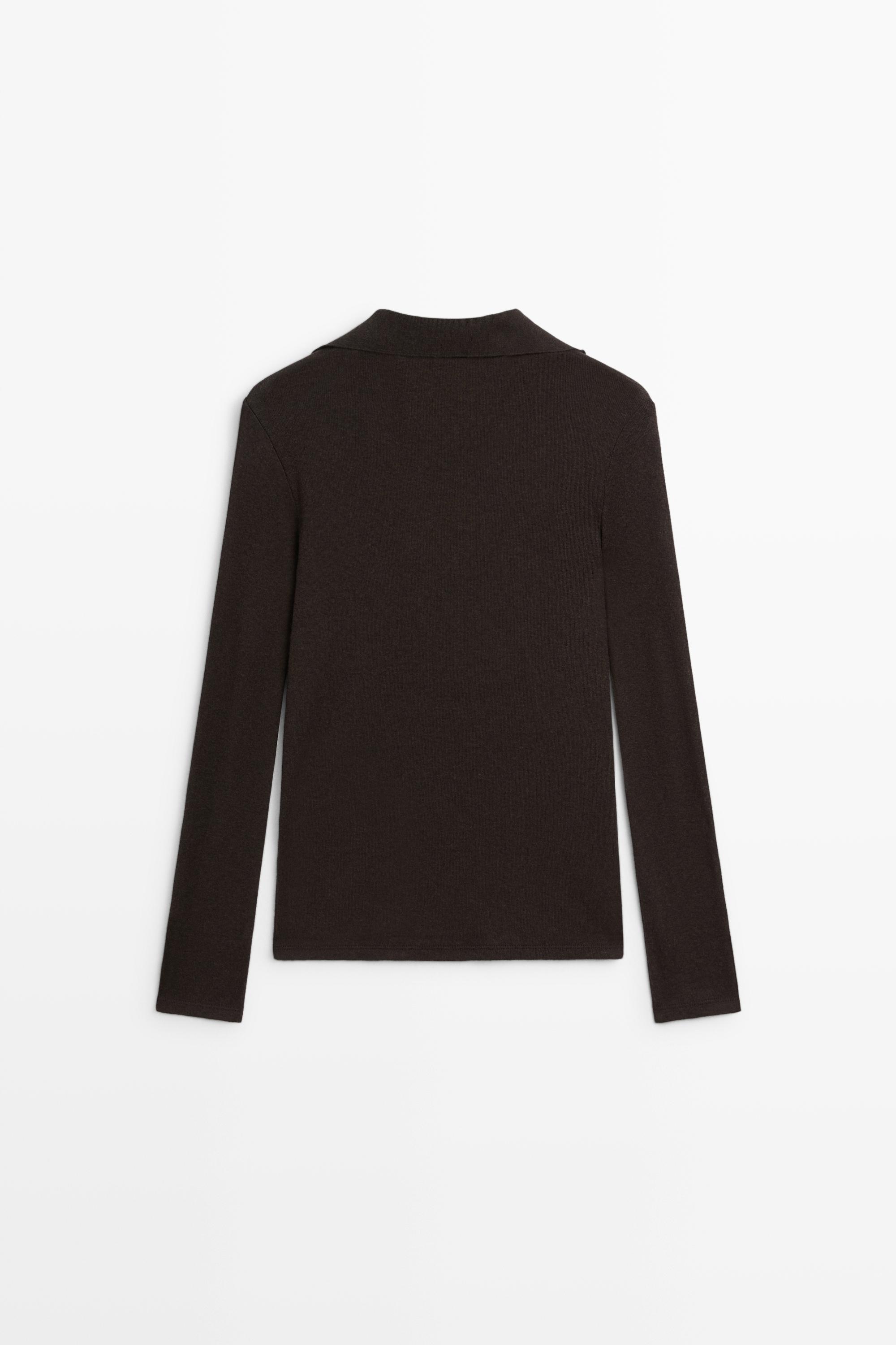 Cotton-blend quarter-zip long sleeve T-shirt