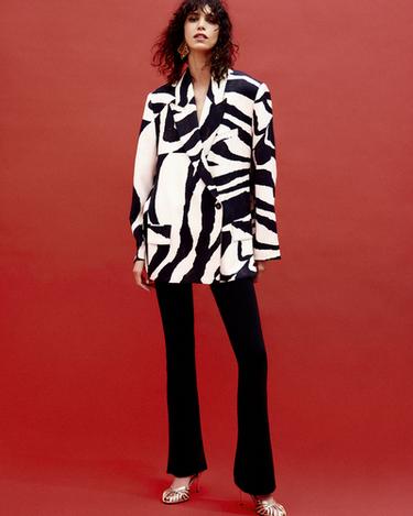BLAZER ESTAMPADO ANIMAL ZW COLLECTION - Branco / Preto da Zara