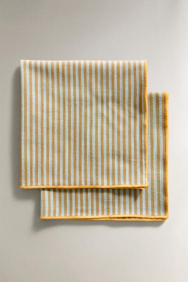 PACK OF STRIPED COTTON NAPKINS (PACK OF 2) - Green by Zara