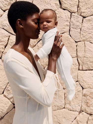 POINTELLE SLEEPSUIT WITH CONVERTIBLE FOOT - Oyster-white by Zara