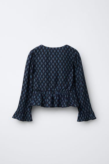 CHEMISE IMPRIMÉE FLEURS BRILLANTES - Bleu de Zara - Image 1