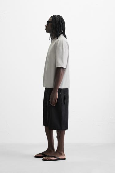 RELAXED FIT TECHNICAL T-SHIRT - Pearl grey by Zara - Image 3