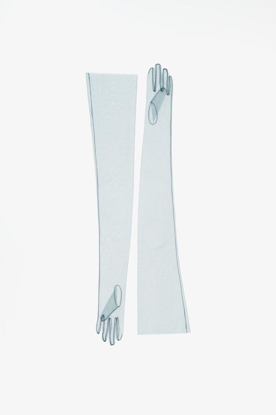 LIMITED EDITION LONG TULLE GLOVES - Duck blue by Zara - Image 0