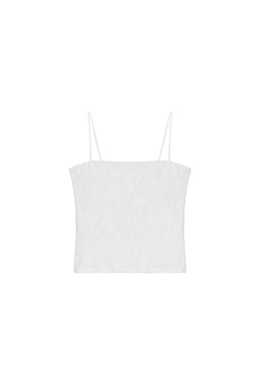 TOP BORDADO LENTEJUELAS - Blanco de Zara